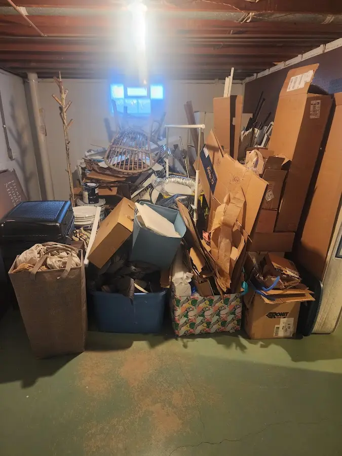 Roll-off dumpster container at job site for 8 Yard Dumpster Rental in Frankfort